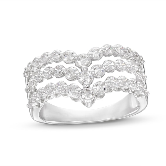 KAY Lab-Grown Diamonds Three Row Chevron Ring 1 ct tw 14K White Gold