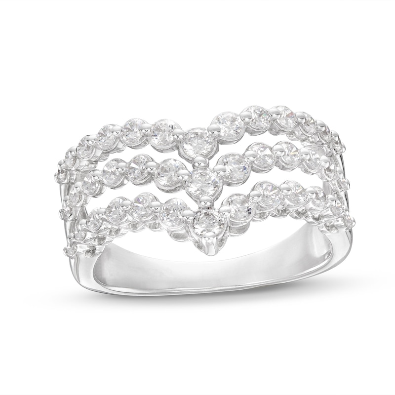 Main Image 1 of KAY Lab-Grown Diamonds Three Row Chevron Ring 1 ct tw 14K White Gold