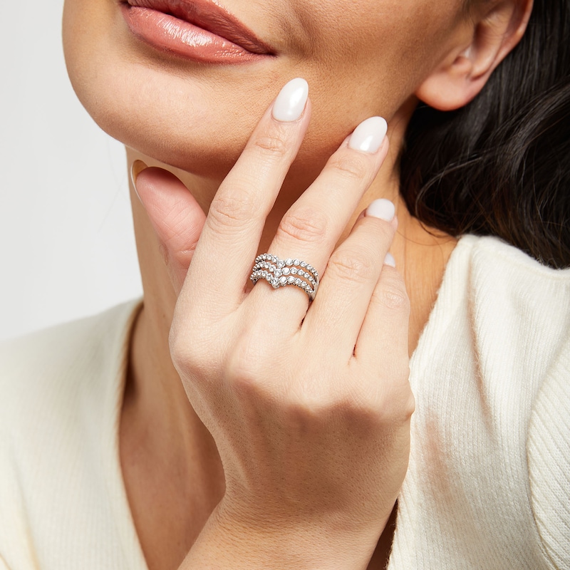 Main Image 3 of KAY Lab-Grown Diamonds Three Row Chevron Ring 1 ct tw 14K White Gold