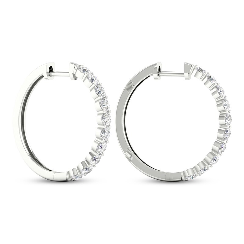 Main Image 4 of KAY Lab-Grown Diamonds Hoop Earrings 2 ct tw 14K White Gold
