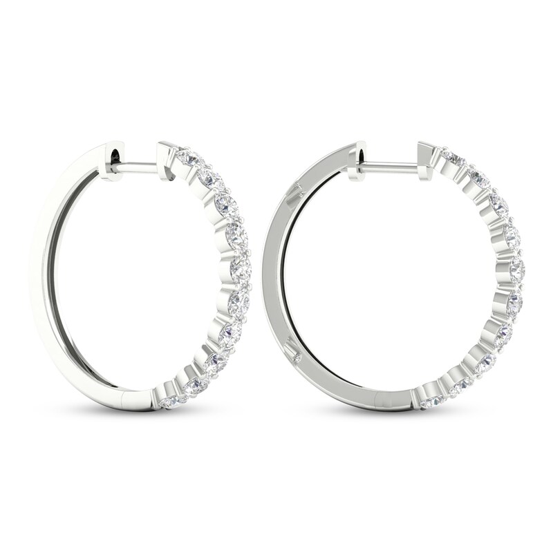 Lab-Created Diamonds by KAY Hoop Earrings 2 ct tw 14K White Gold