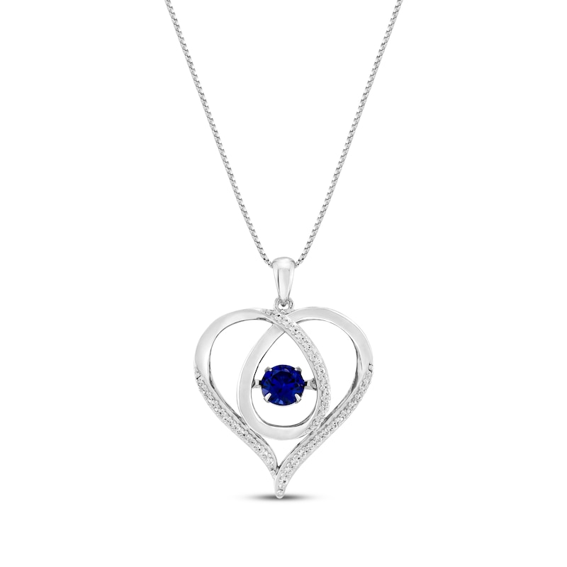 Unstoppable Love Blue & White Lab-Created Sapphire Heart Loop Necklace Sterling Silver 18"