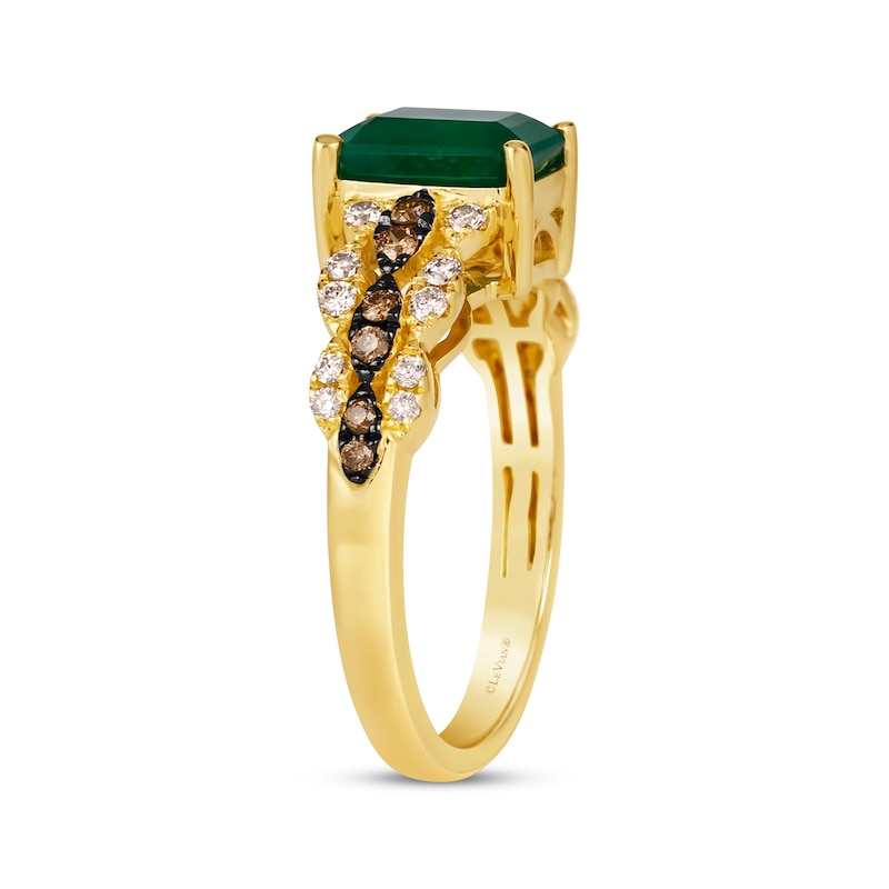 Main Image 2 of Le Vian Venetian Mosaic Emerald Ring 1/3 ct tw Diamonds 14K Honey Gold