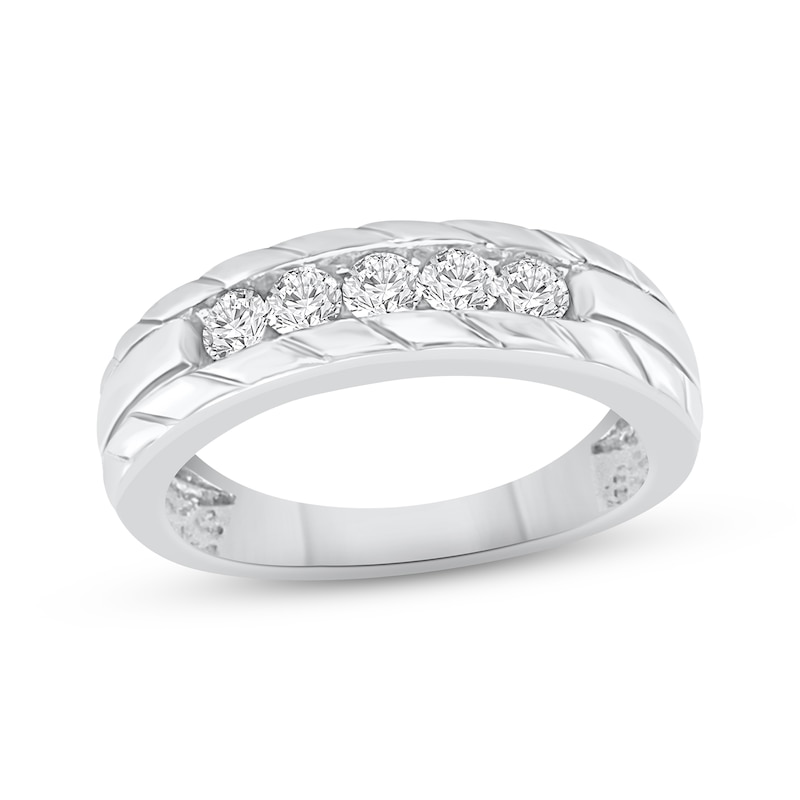 Main Image 1 of Men's Diamond Wedding Ring 1/2 ct tw 10K White Gold