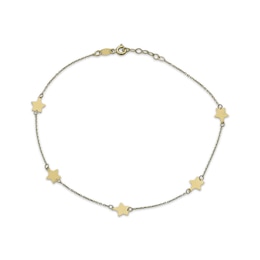 Star Station Anklet Semi-Solid 10K Yellow Gold 10"