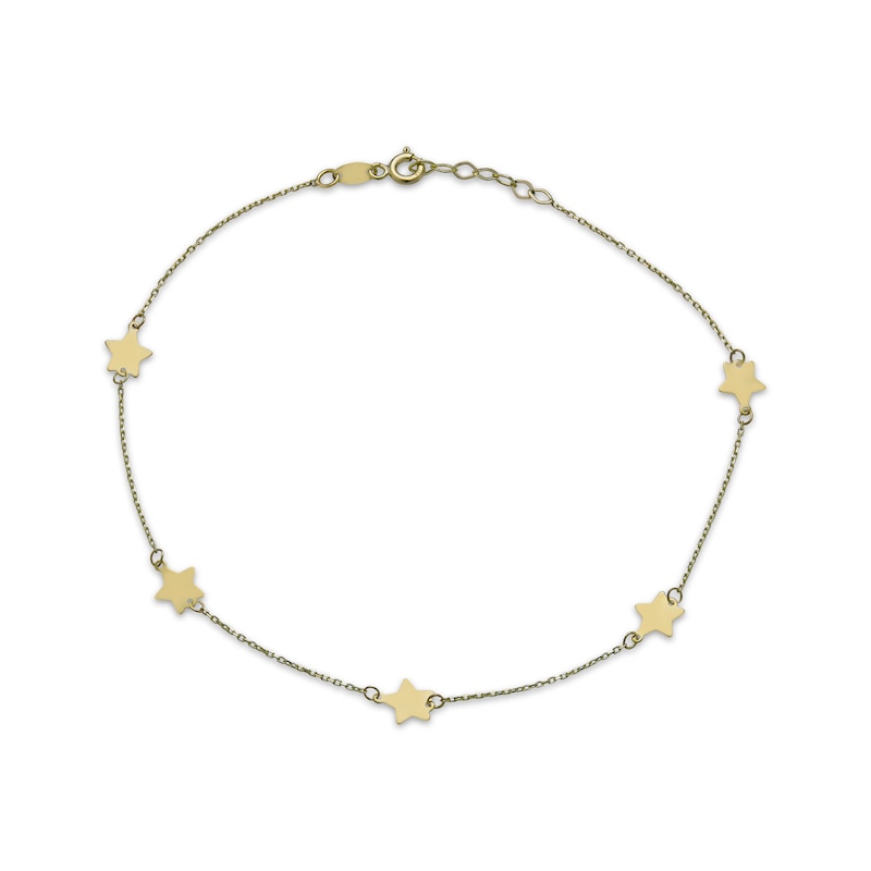 Main Image 1 of Star Station Anklet Semi-Solid 10K Yellow Gold 10&quot;