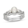 Thumbnail Image 1 of Neil Lane Akoya Cultured Pearl & Diamond Three-Stone Bridal Set 3/8 ct tw 14K White Gold