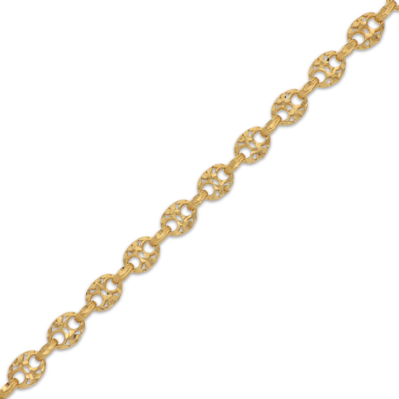Italian Brilliance Solid Diamond-Cut Puffed Mariner Link Bracelet 14K Yellow Gold 7.5"