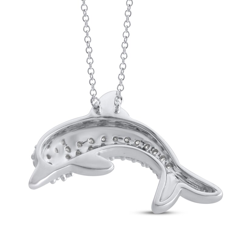 Main Image 2 of Diamond Dolphin Necklace 1/6 ct tw 10K White Gold 18&quot;