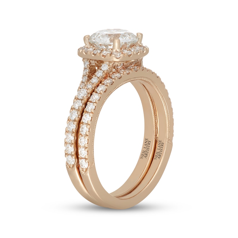Main Image 2 of Neil Lane Artistry Round-Cut Lab-Grown Diamond Halo Bridal Set 2-1/4 ct tw 14K Yellow Gold