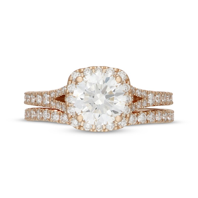Main Image 3 of Neil Lane Artistry Round-Cut Lab-Grown Diamond Halo Bridal Set 2-1/4 ct tw 14K Yellow Gold