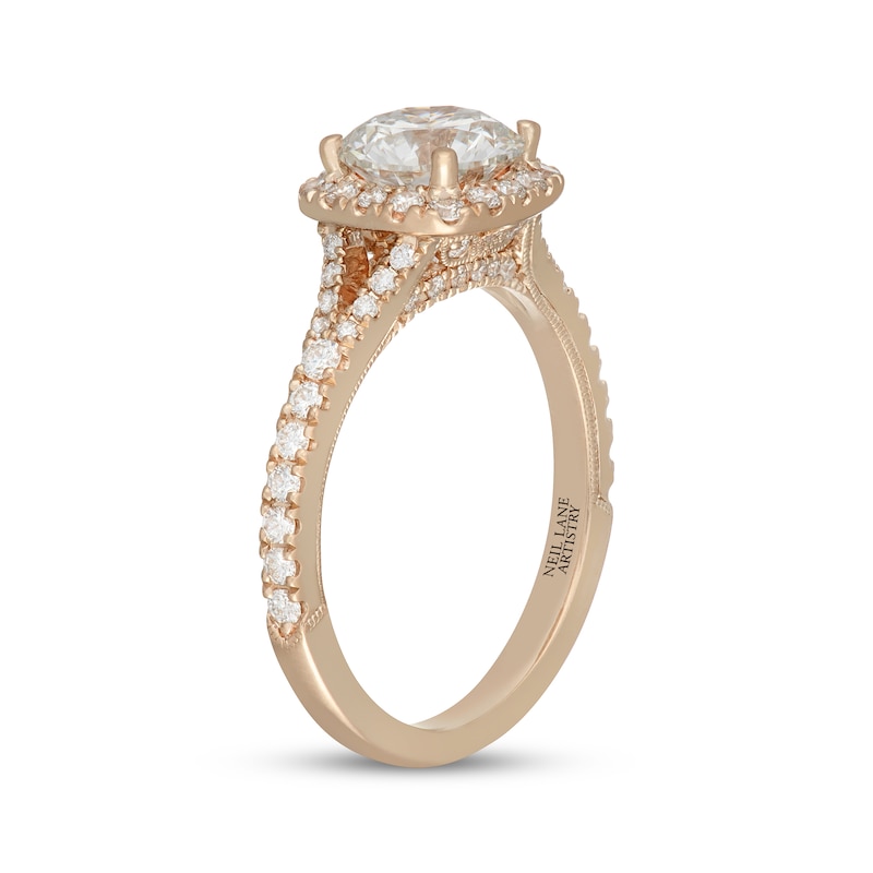Main Image 5 of Neil Lane Artistry Round-Cut Lab-Grown Diamond Halo Engagement Ring 2 ct tw 14K Yellow Gold