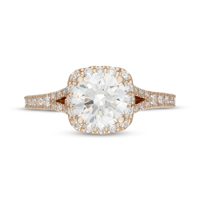 Main Image 6 of Neil Lane Artistry Round-Cut Lab-Grown Diamond Halo Engagement Ring 2 ct tw 14K Yellow Gold