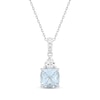 Thumbnail Image 0 of Cushion-Cut Aquamarine & White Lab-Created Sapphire Necklace Sterling Silver 18"