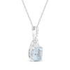 Thumbnail Image 1 of Cushion-Cut Aquamarine & White Lab-Created Sapphire Necklace Sterling Silver 18"