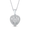 Thumbnail Image 1 of Multi-Diamond Heart Halo Necklace 1/4 ct tw Sterling Silver 18"