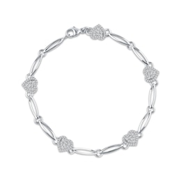 Diamond Heart Link Bracelet 1/2 ct tw Sterling Silver 7"