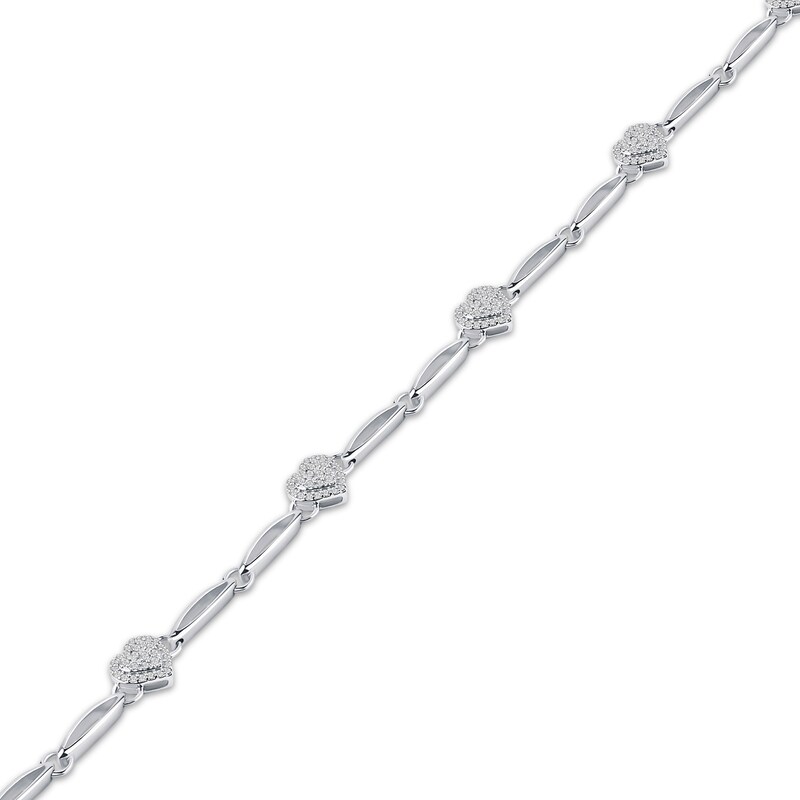 Main Image 2 of Diamond Heart Link Bracelet 1/2 ct tw Sterling Silver 7&quot;