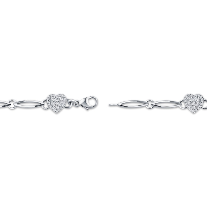 Main Image 3 of Diamond Heart Link Bracelet 1/2 ct tw Sterling Silver 7&quot;