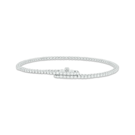 Diamond Tennis Bracelet with Magnetic Clasp 1 ct tw 10K White Gold 7"