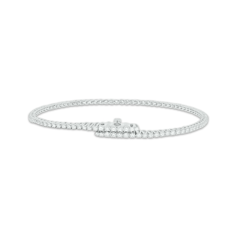 Main Image 1 of Diamond Tennis Bracelet with Magnetic Clasp 1 ct tw 10K White Gold 7&quot;