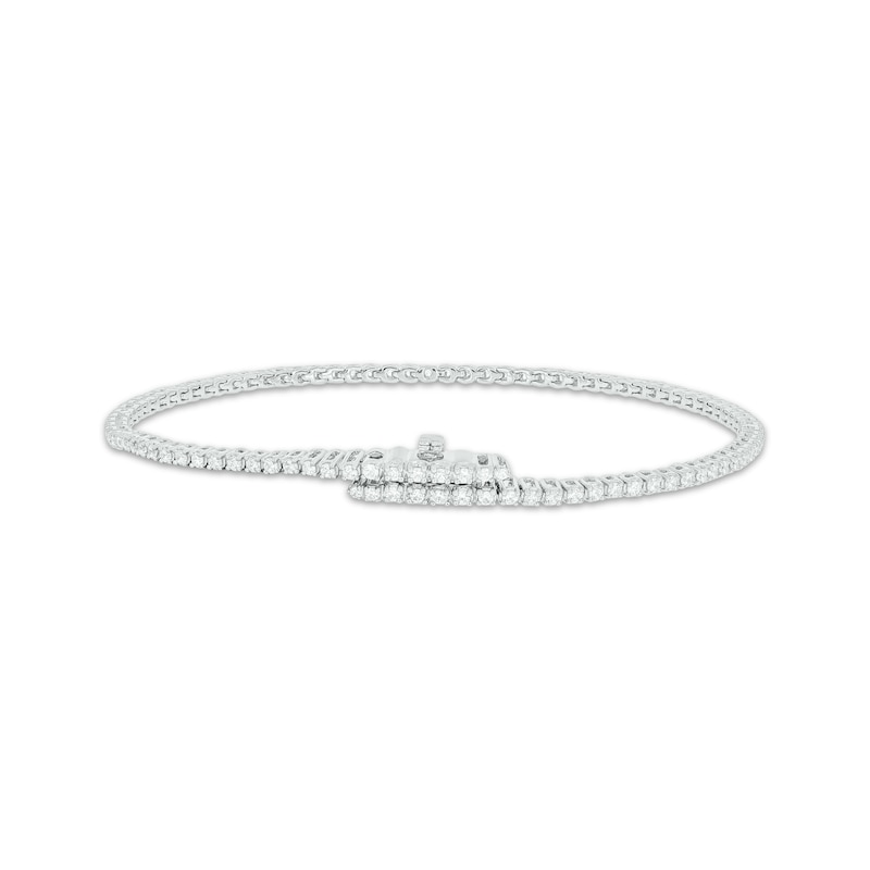 Diamond Tennis Bracelet with Magnetic Clasp 1 ct tw 10K White Gold 7"