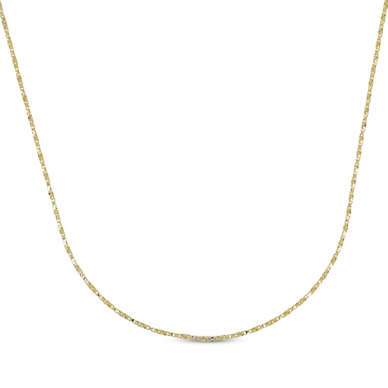 Main Image 1 of Twist Box Chain Necklace 1.1mm Solid 14K Yellow Gold 18&quot;