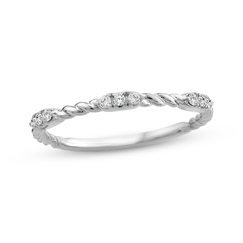 Threads of Love Diamond Stackable Station Anniversary Ring 1/10 ct tw 14K White Gold