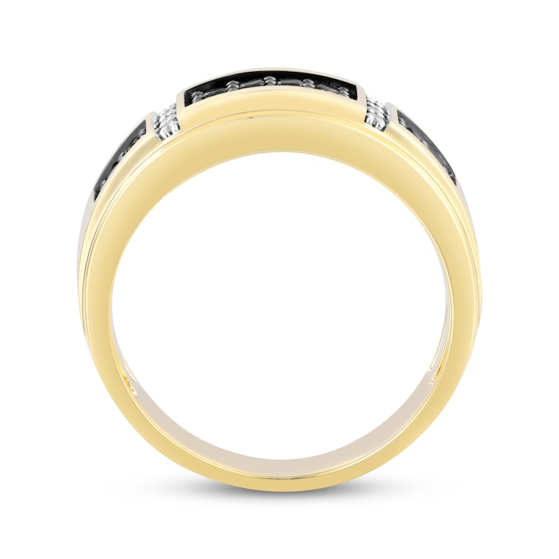 Main Image 3 of Now + Forever Men's Black & White Diamond Wedding Band 1/2 ct tw 10K Yellow Gold