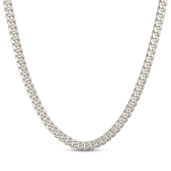Cuban Curb Chain Necklace 6.8mm Hollow 14K White Gold 22"