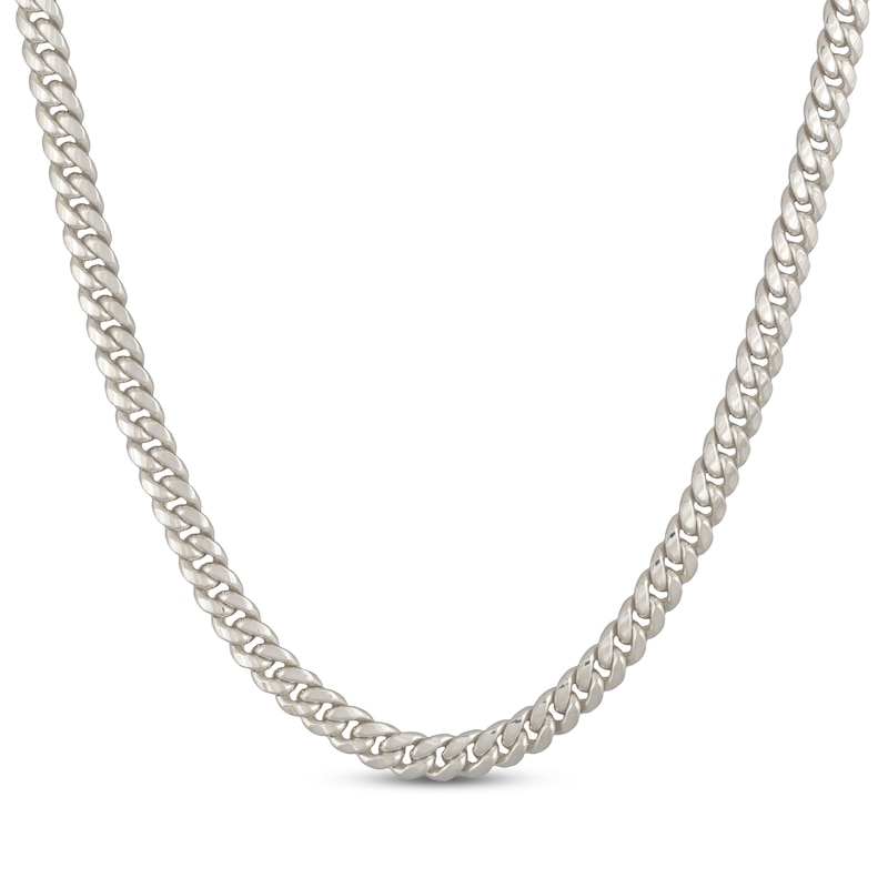 Main Image 1 of Cuban Curb Chain Necklace 6.8mm Hollow 14K White Gold 22&quot;
