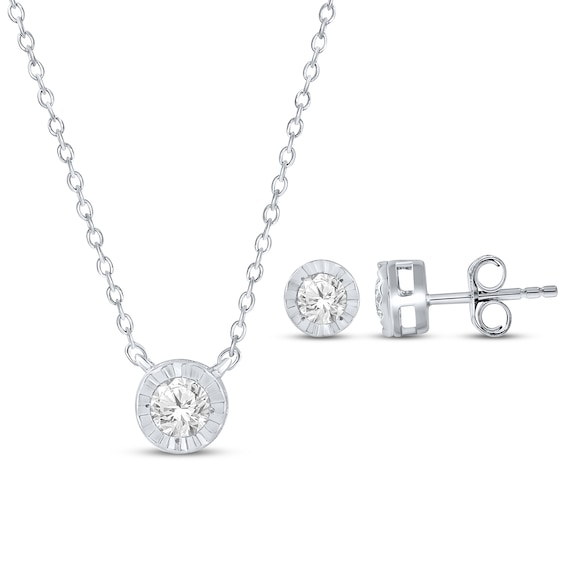 Round-Cut Diamond Solitaire Gift Set 1/3 ct tw Sterling Silver (J/I3