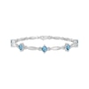 Thumbnail Image 1 of Square-Cut Swiss Blue Topaz & White Lab-Created Sapphire Bracelet Sterling Silver 7.25"