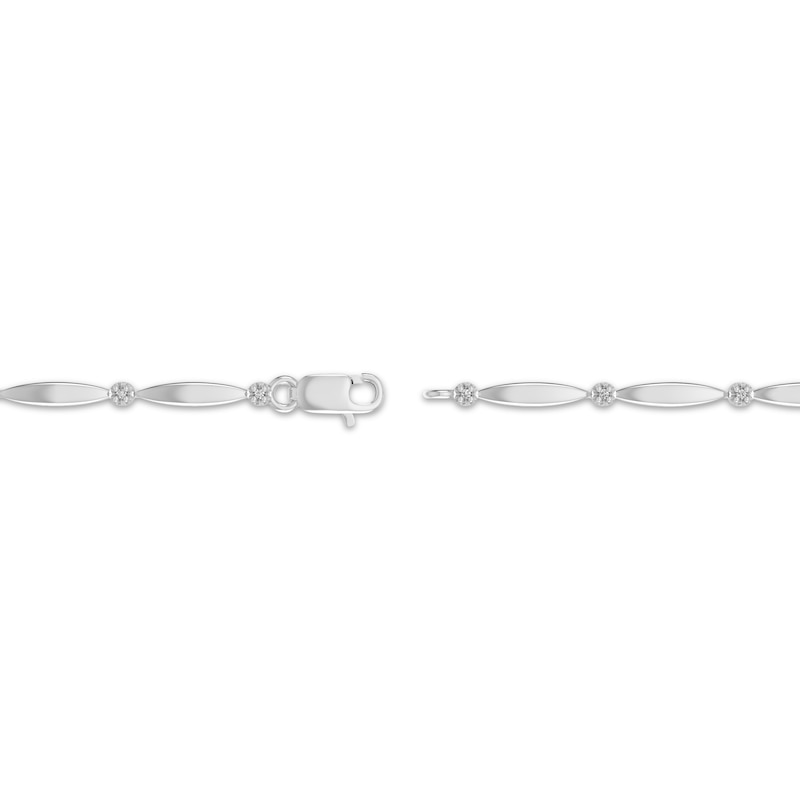 Main Image 3 of Square-Cut Swiss Blue Topaz & White Lab-Created Sapphire Bracelet Sterling Silver 7.25"