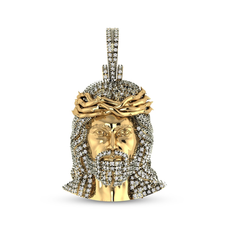 Main Image 1 of Men's Diamond Jesus Charm 1 ct tw 10K Yellow Gold