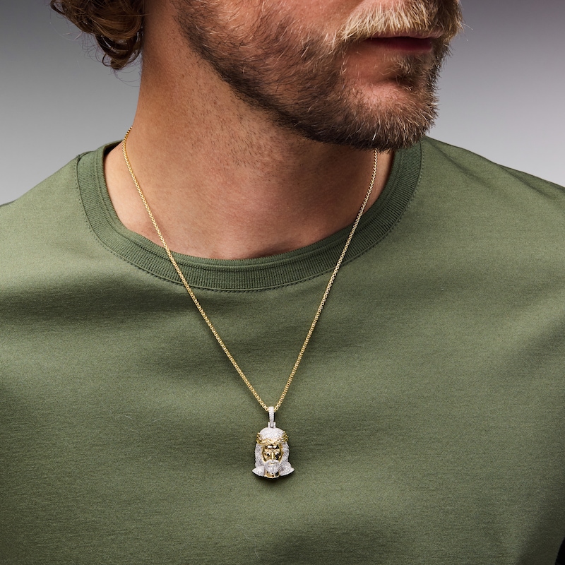 Main Image 2 of Men's Diamond Jesus Charm 1 ct tw 10K Yellow Gold