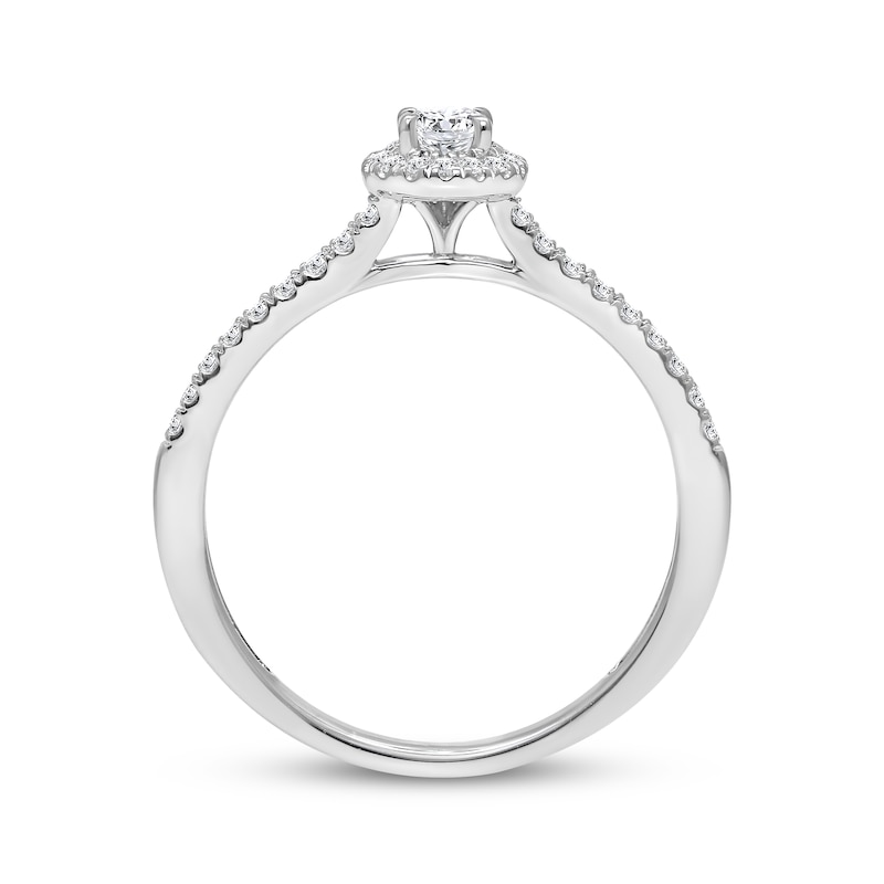 Main Image 2 of Now + Forever Round-Cut Diamond Pear-Shaped Halo Engagement Ring 1/2 ct tw 10K White Gold