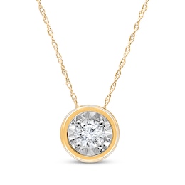 Radiant Reflections Diamond Solitaire Necklace 1/5 ct tw 10K Yellow Gold 18" (J/I3)