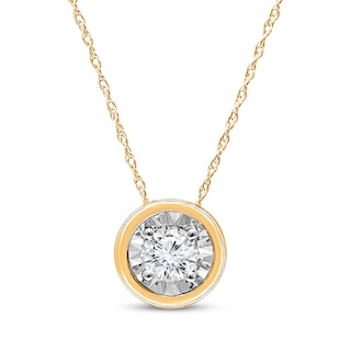 Radiant Reflections Diamond Solitaire Necklace 1/5 ct tw 10K Yellow Gold 18" (J/I3)