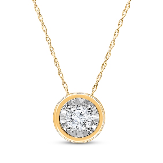 Radiant Reflections Diamond Solitaire Necklace 1/5 ct tw 10K Yellow Gold 18" (J/I3)