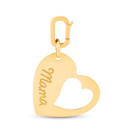 Charmed Memories "Mama" Tilted Heart-in-Heart Cutout Charm 10K Yellow Gold