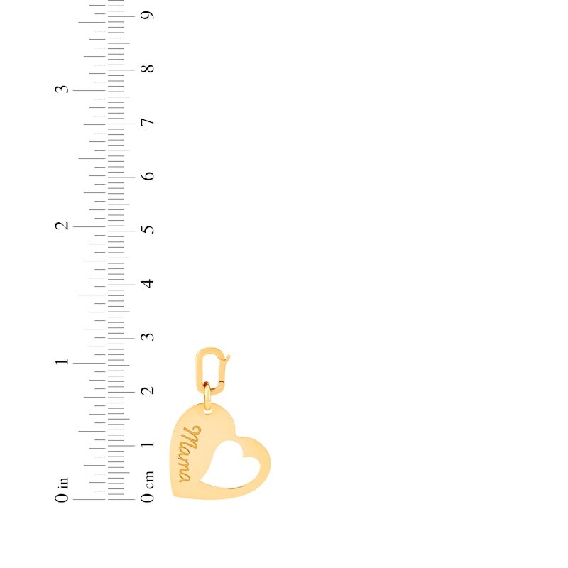 Main Image 5 of Charmed Memories &quot;Mama&quot; Tilted Heart-in-Heart Cutout Charm 10K Yellow Gold