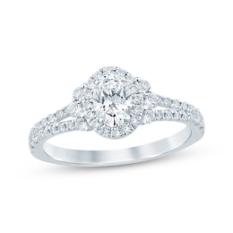 Now + Forever Oval-Cut Diamond Halo Engagement Ring 1 ct tw 14K White Gold