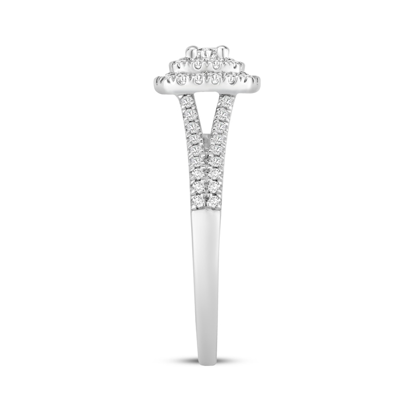 Main Image 2 of Now + Forever Round-Cut Diamond Double Cushion Halo Engagement Ring 1/2 ct tw 10K White Gold