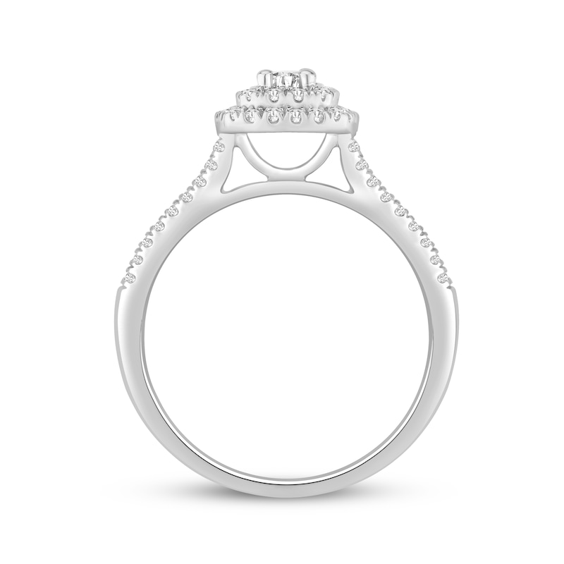 Main Image 3 of Now + Forever Round-Cut Diamond Double Cushion Halo Engagement Ring 1/2 ct tw 10K White Gold