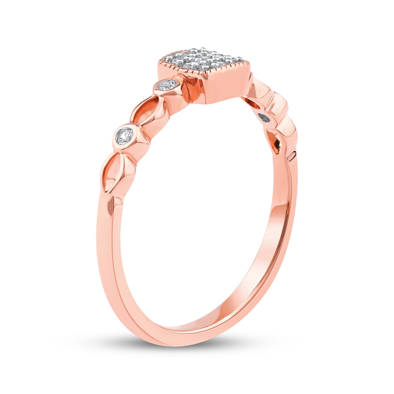 Main Image 2 of Multi-Diamond Cushion Frame Promise Ring 1/10 ct tw 10K Rose Gold