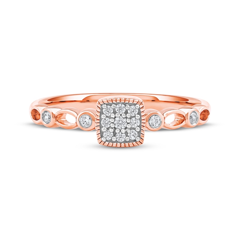 Main Image 3 of Multi-Diamond Cushion Frame Promise Ring 1/10 ct tw 10K Rose Gold