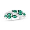 Thumbnail Image 1 of Marquise-Cut Lab-Created Emerald & White Lab-Created Sapphire Ring Sterling Silver
