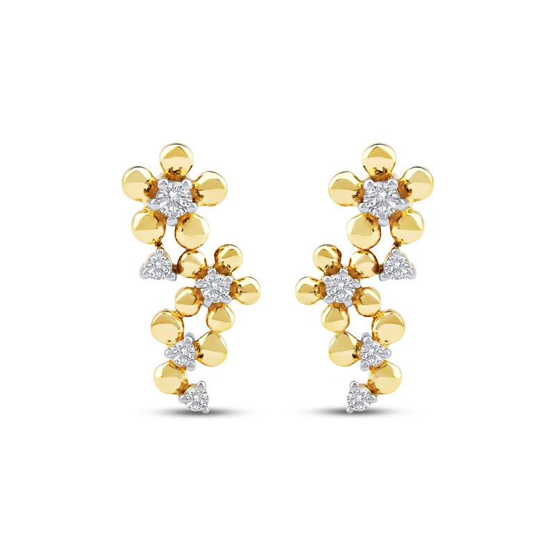 Main Image 2 of Diamond Flower Trio Earrings 1/10 ct tw 10K Yellow Gold