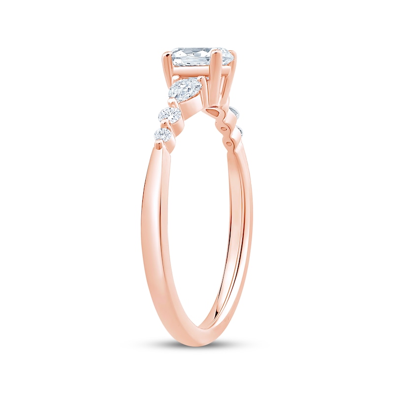 Main Image 2 of Now + Forever Lab-Grown Diamonds Oval-Cut & Pear-Shaped Three-Stone Engagement Ring 5/8 ct tw 14K Rose Gold